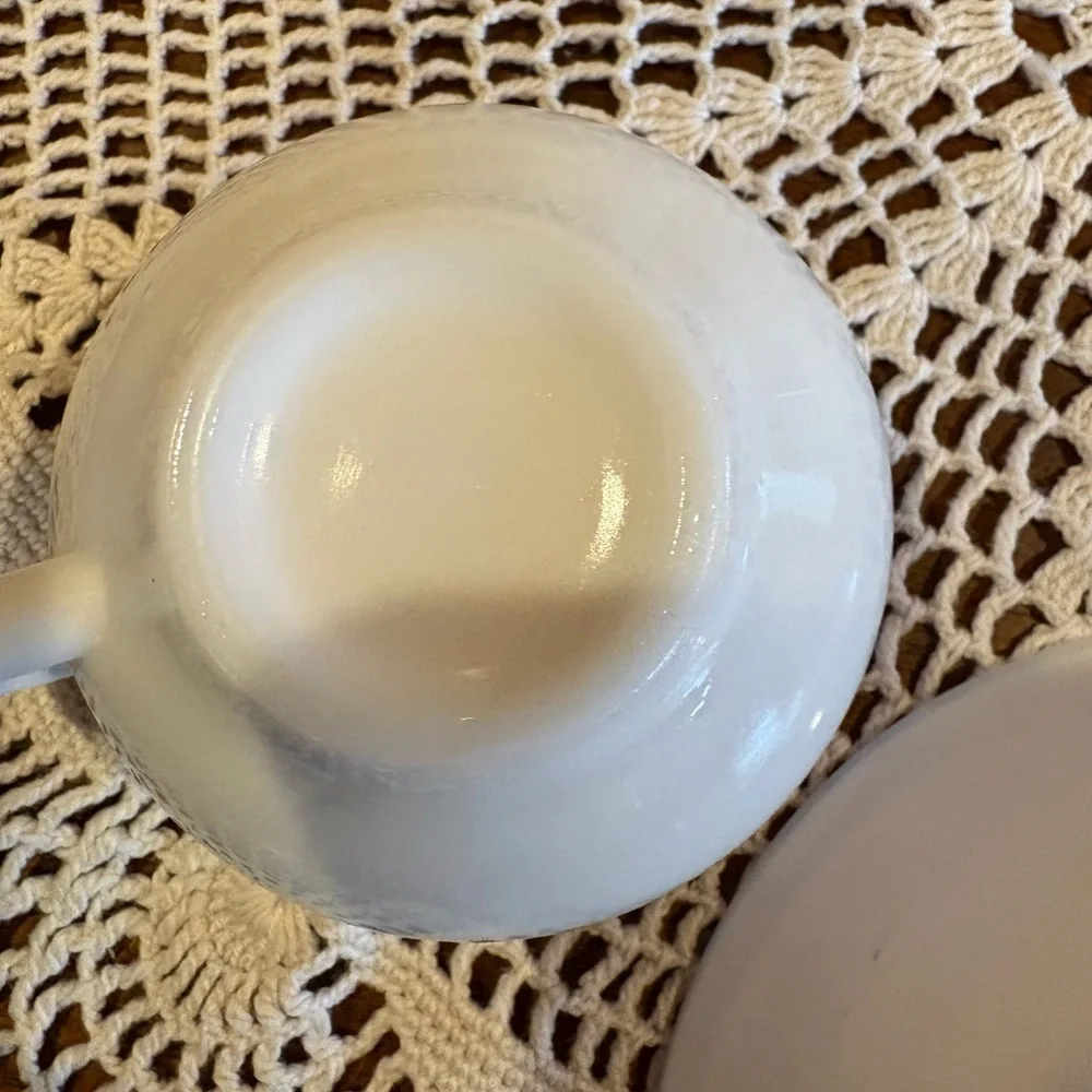 Vintage Shenango China cup and saucer set with a red diamond pattern